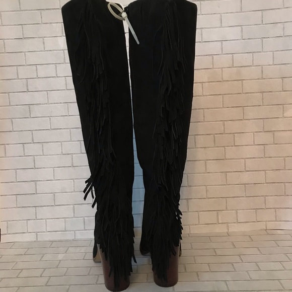 Gianni Bini “Back Drop” fringe black suede boots - Picture 3 of 8
